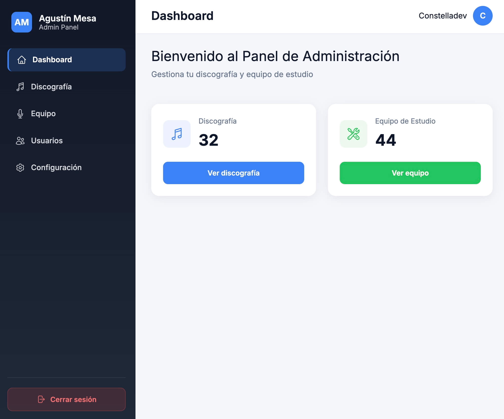 CMS Constelladev - Panel de administración