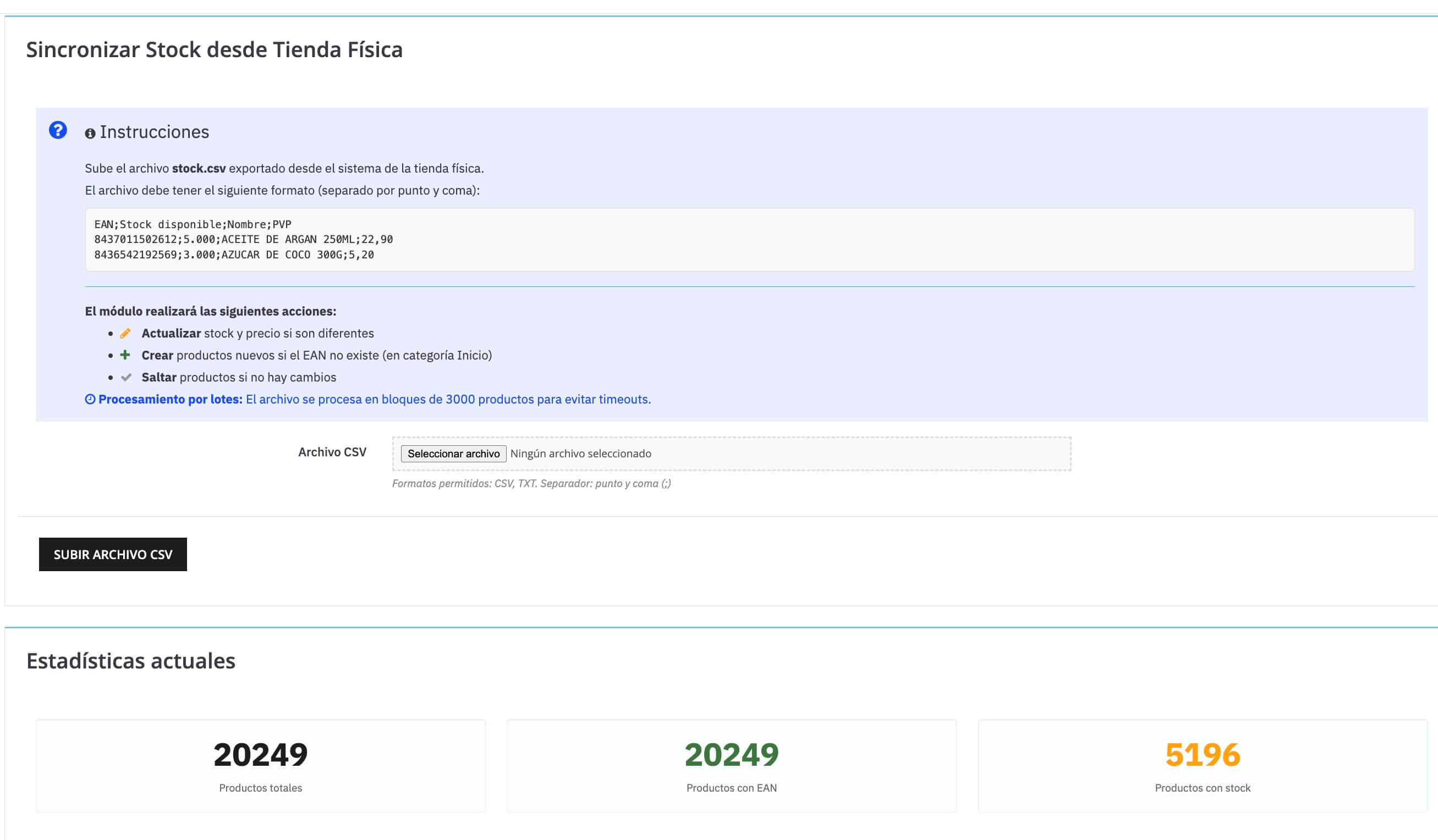 Herbolario Diente de León - Módulo de sincronización de stock