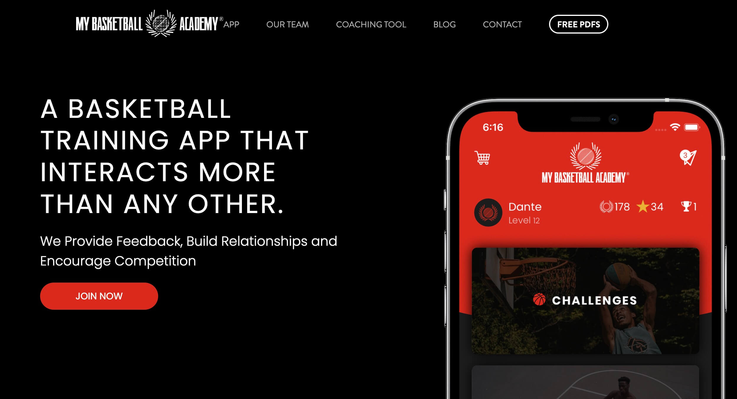 My Basketball Academy - Homepage y App
